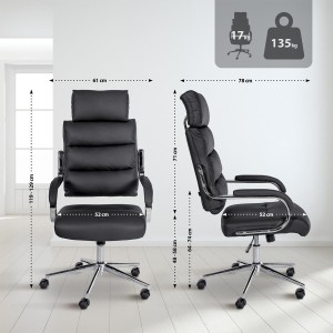 Silla de Oficina SALEM, comodidad y diseño original, en Piel, Color Negro