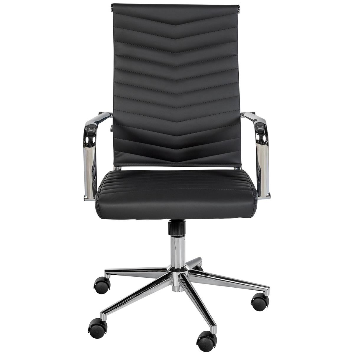 Silla de Oficina KOBE, Diseño con Elegantes Costuras, Base Metálica, en Piel color Negro