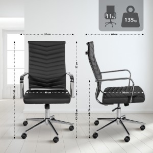 Silla de Oficina KOBE en Piel color Negro