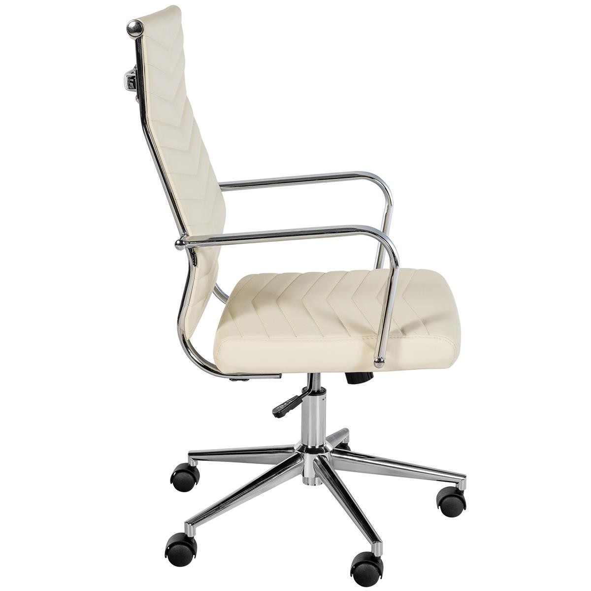 Silla de Oficina KOBE, Diseño con Elegantes Costuras, Base Metálica, en Piel color Negro