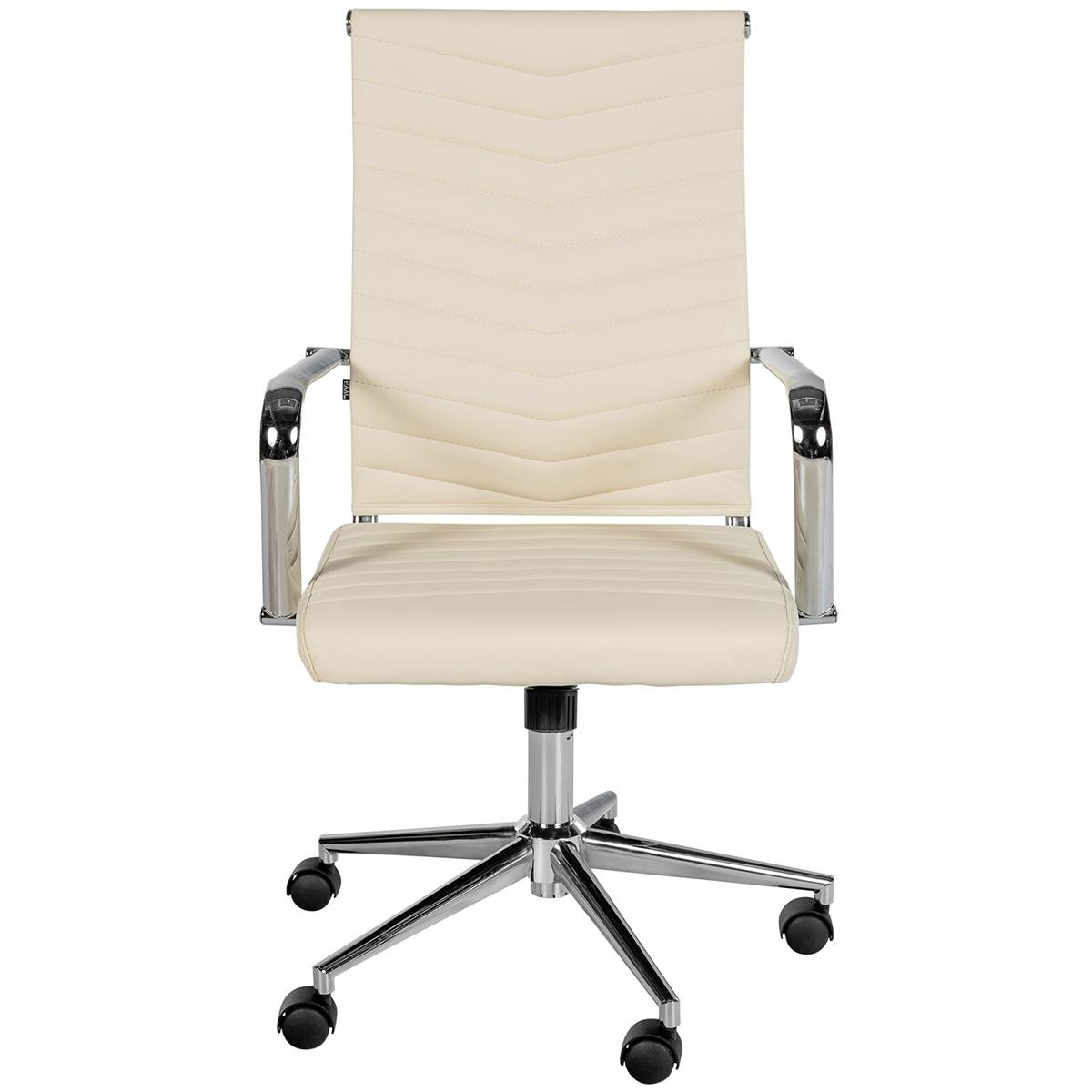 Silla de Oficina KOBE, Diseño con Elegantes Costuras, Base Metálica, en Piel color Negro