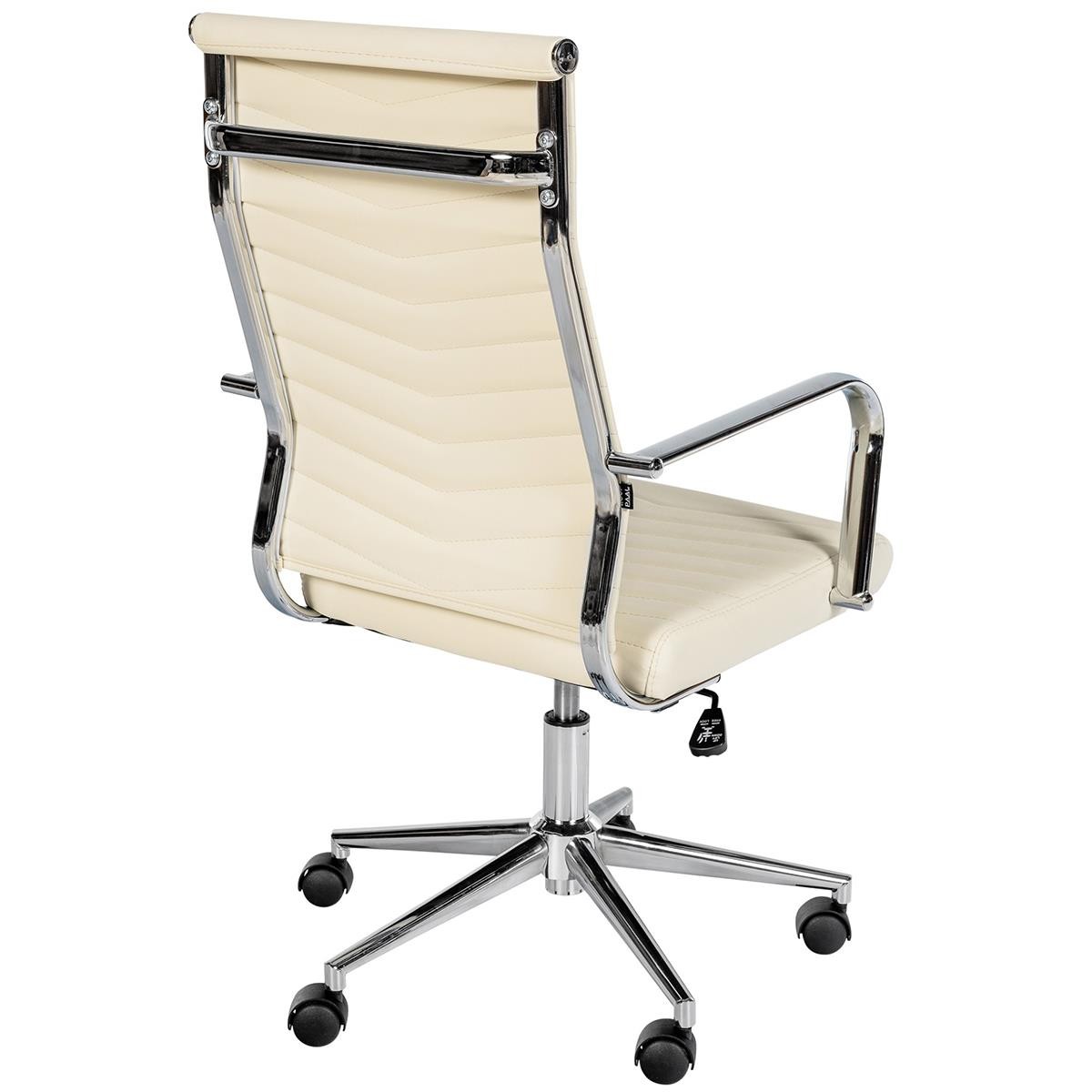 Silla de Oficina KOBE, Diseño con Elegantes Costuras, Base Metálica, en Piel color Negro