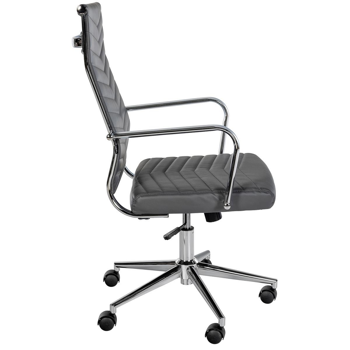 Silla de Oficina KOBE, Diseño con Elegantes Costuras, Base Metálica, en Piel color Negro