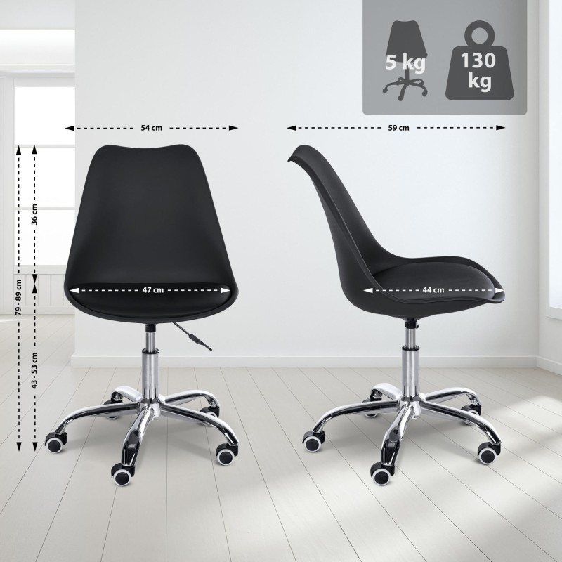 Silla de Oficina BAVIERA en Piel color Negro