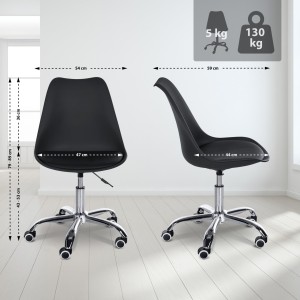 Silla de Oficina BAVIERA en Piel color Negro