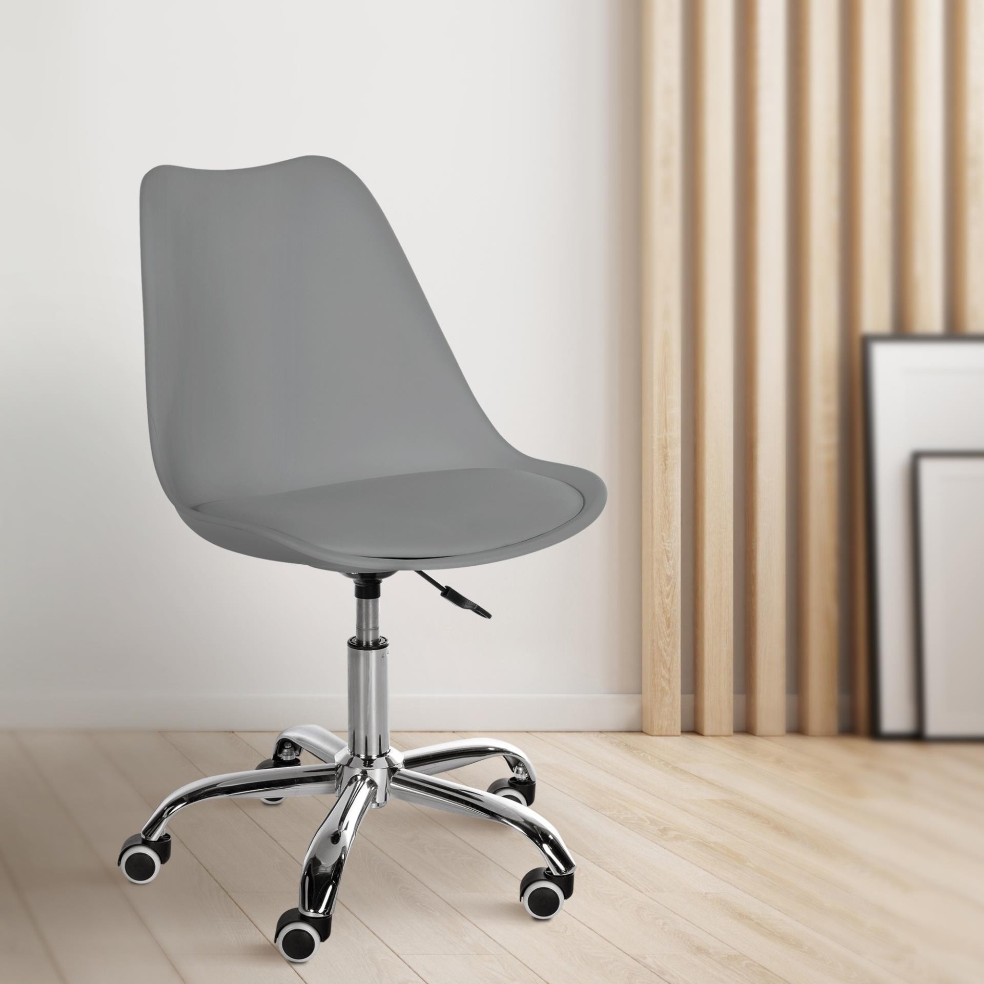 Silla de Oficina BAVIERA, Diseño Moderno, Base Metálica, en Piel color Negro