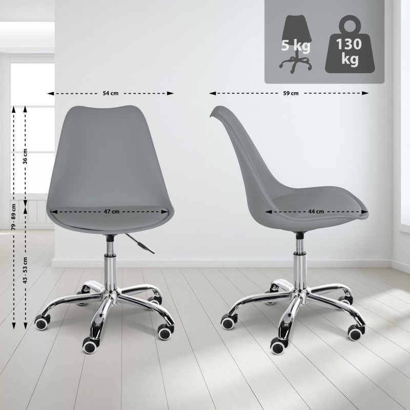 Silla de Oficina BAVIERA en Piel color Negro