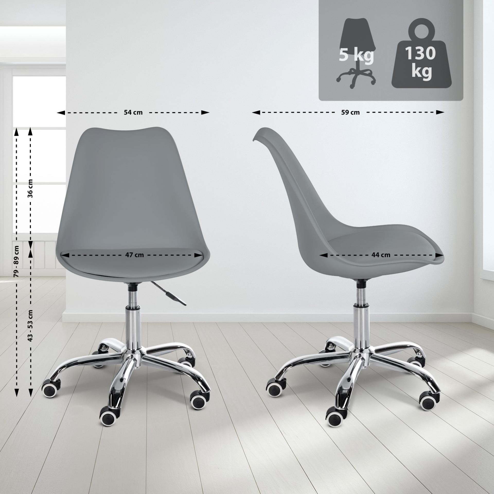 Silla de Oficina BAVIERA, Diseño Moderno, Base Metálica, en Piel color Negro