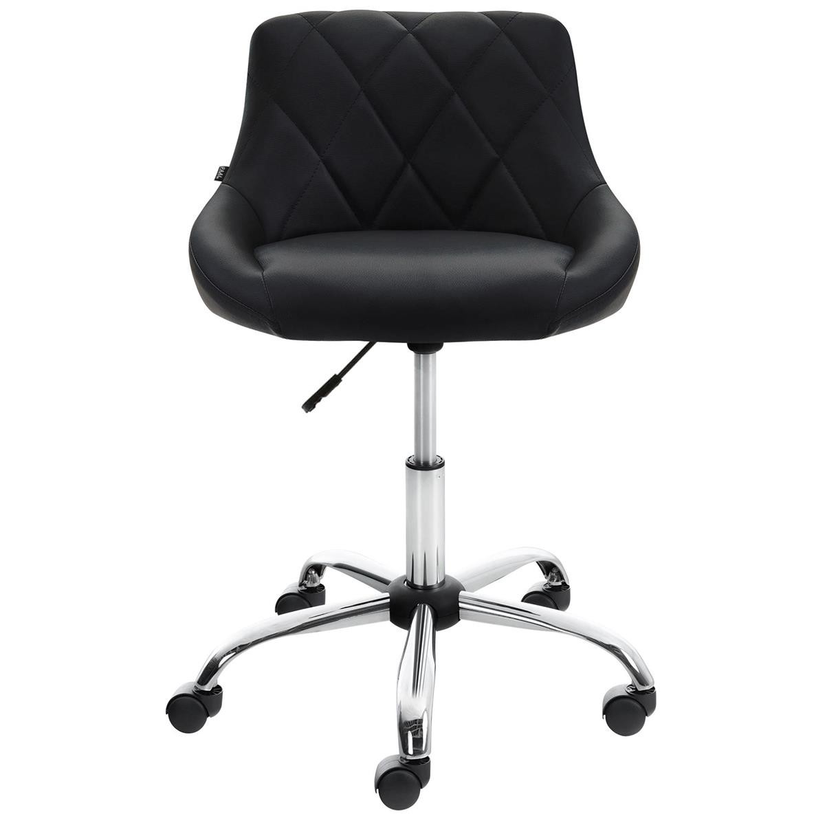 Taburete de Oficina DOVER PIEL, Gran Acolchado, Elegante Diseño, color Negro