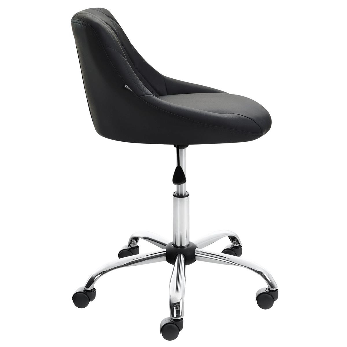 Taburete de Oficina DOVER PIEL, Gran Acolchado, Elegante Diseño, color Negro
