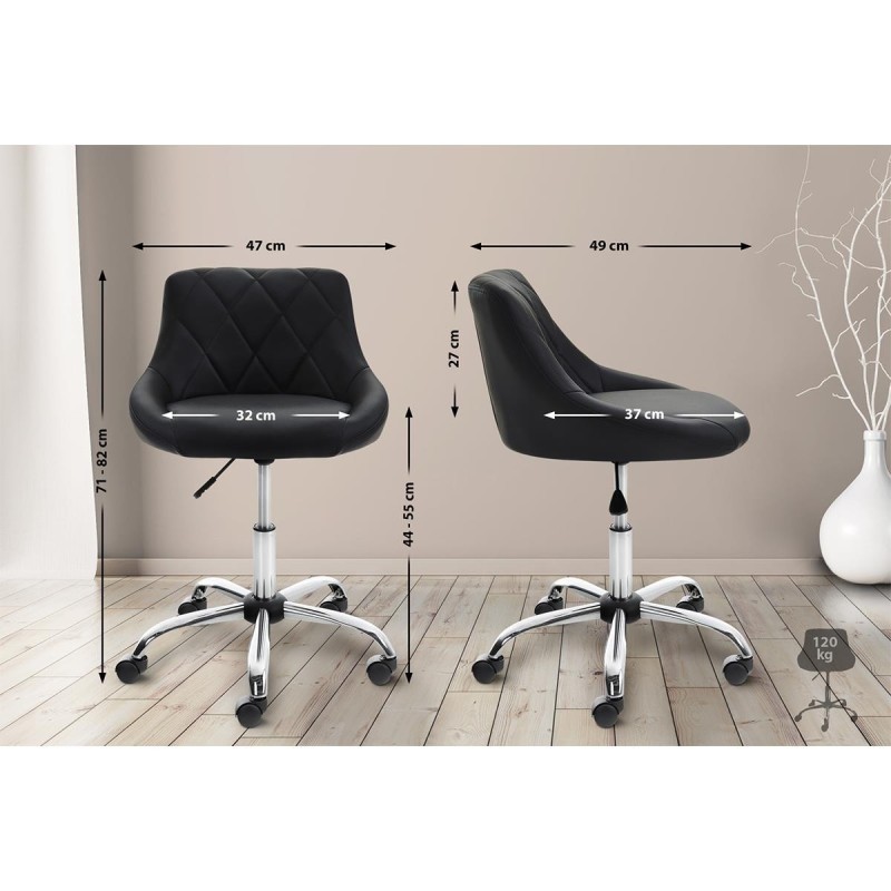 Taburete de Oficina DOVER PIEL, color Negro