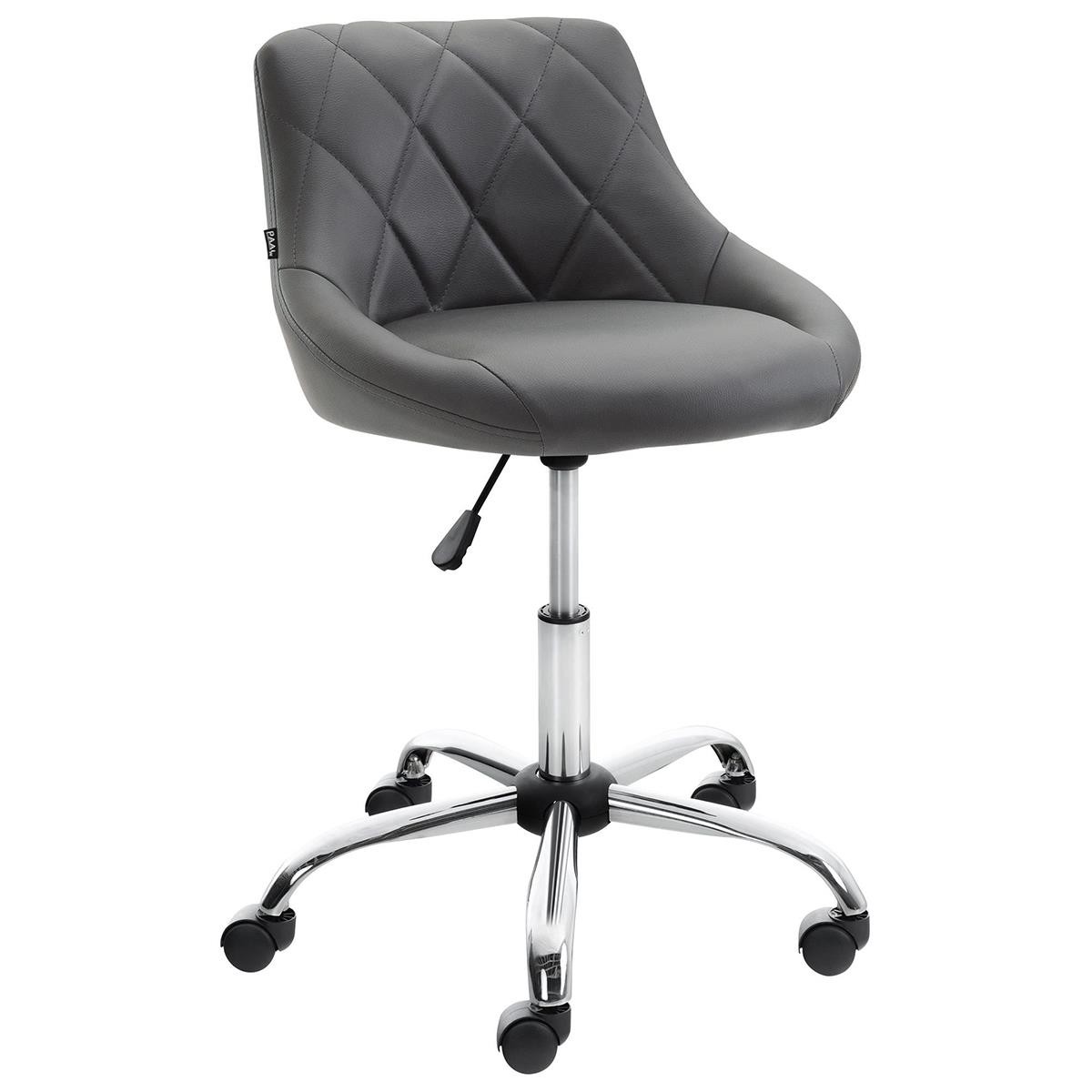 Taburete de Oficina DOVER PIEL, Gran Acolchado, Elegante Diseño, color Negro