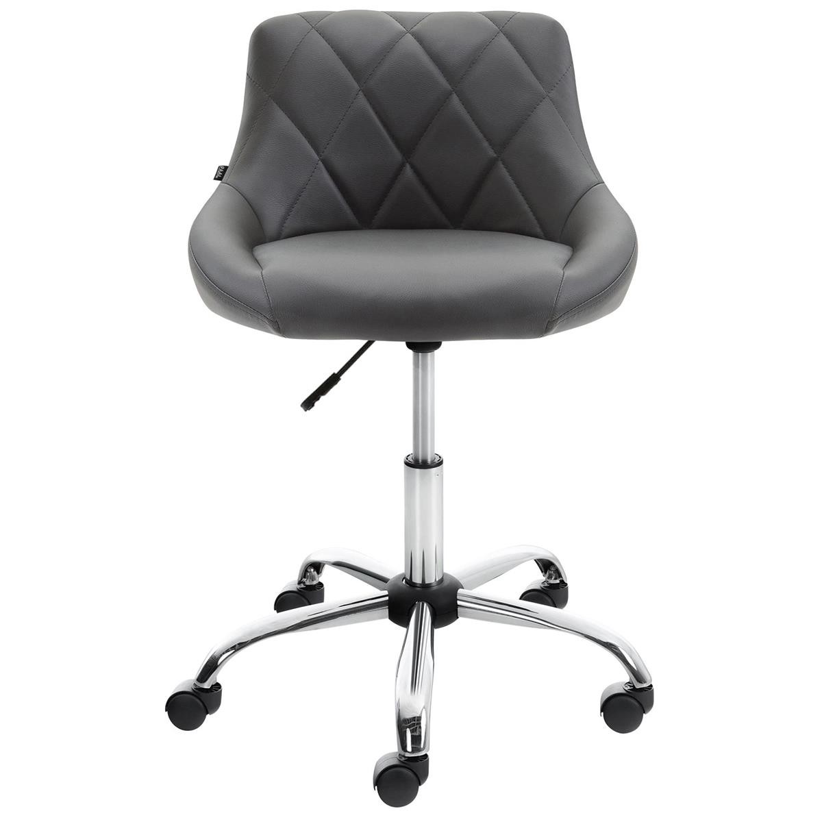 Taburete de Oficina DOVER PIEL, Gran Acolchado, Elegante Diseño, color Negro