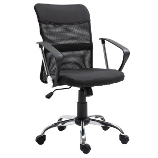 Silla de Oficina AVEIRO, Malla Transpirable, Respaldo Medio, en Negro