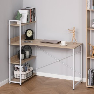 Mesa de ordenador MACAU en madera color blanco y roble