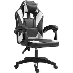 Silla Gaming TESCO en Piel color Negro/Blanco
