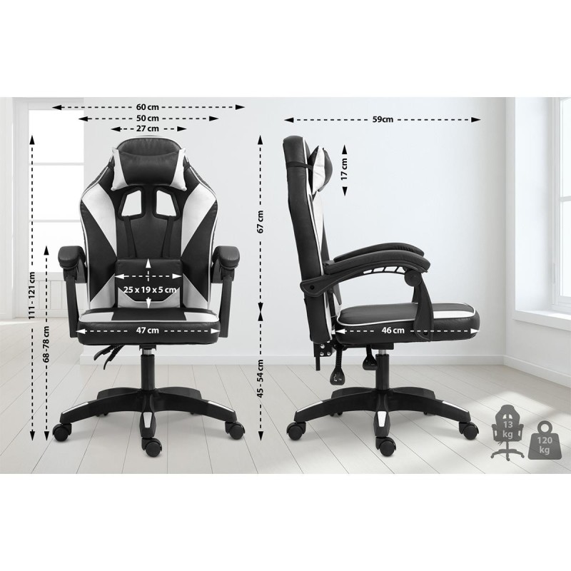 Silla Gaming TESCO en Piel color Negro/Blanco