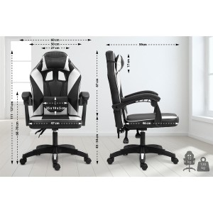 Silla Gaming TESCO en Piel color Negro/Blanco