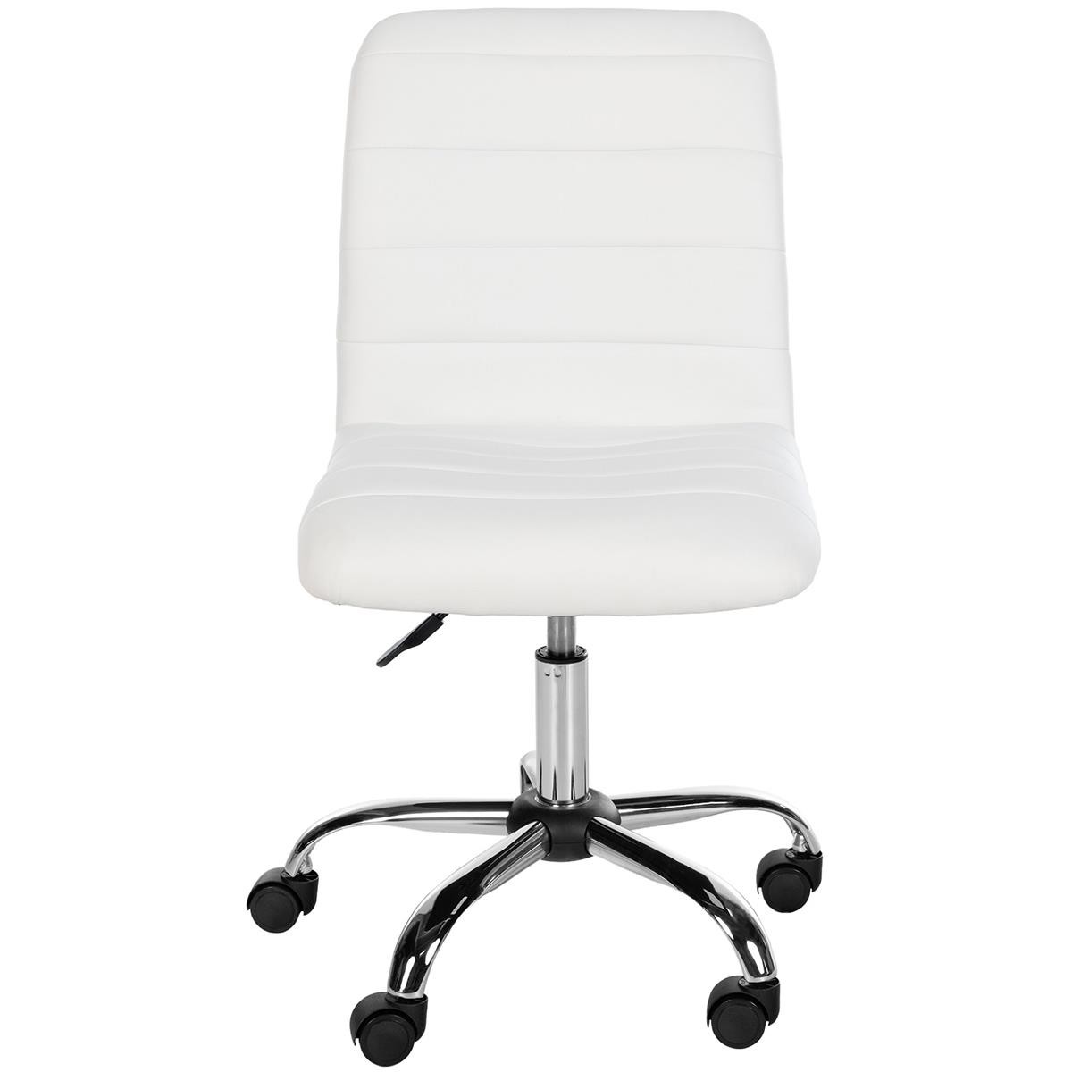 Silla de Oficina KIMU, Diseño Minimalista, Estructura Metálica, en Piel color Blanco