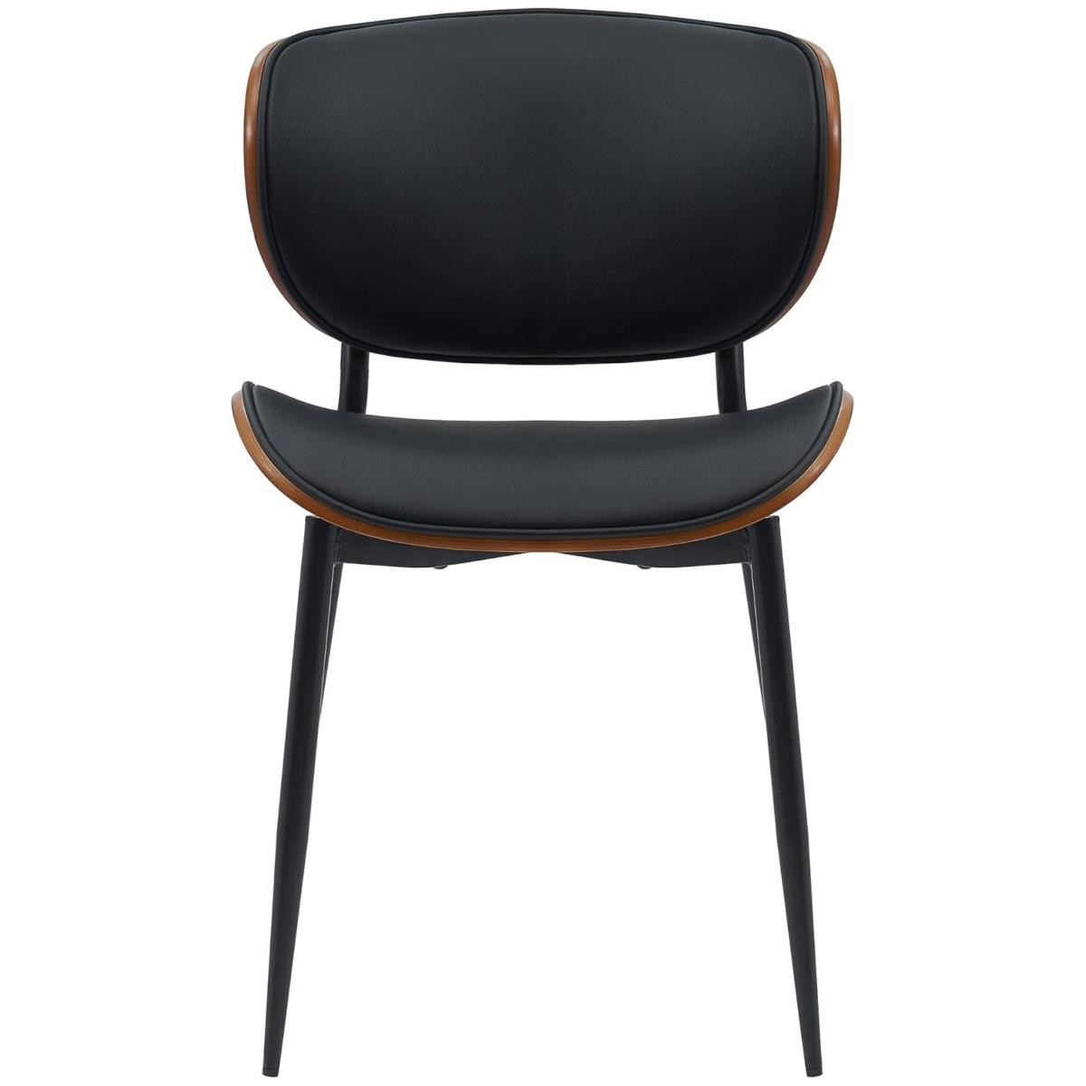 Silla de Confidente BRONSON, Elegante Revestimiento de Madera, en Piel color Negro