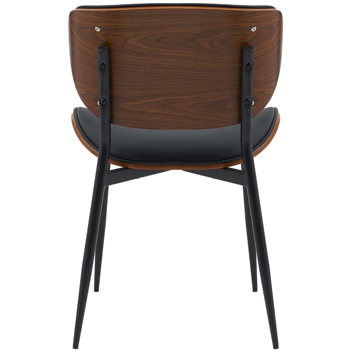 Silla de Confidente BRONSON, Elegante Revestimiento de Madera, en Piel color Negro