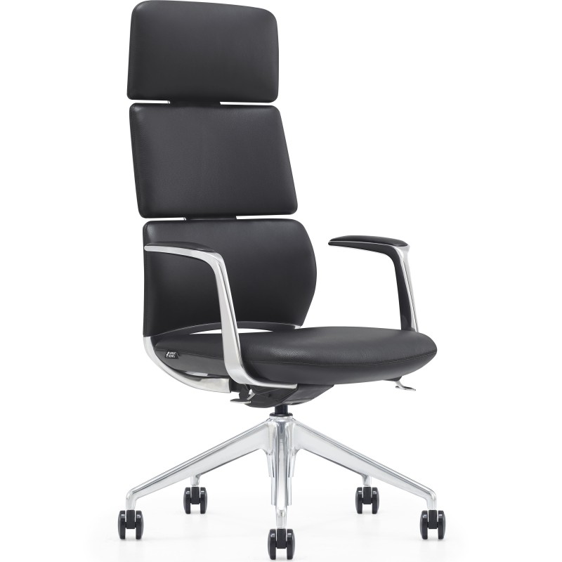 Silla de Oficina DOLMEN en Piel Natural color Negro