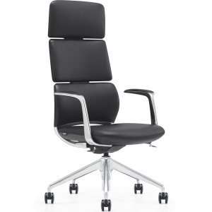 Silla de Oficina DOLMEN en Piel Natural color Negro