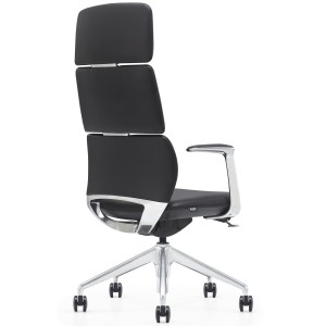 Silla de Oficina DOLMEN en Piel Natural color Negro