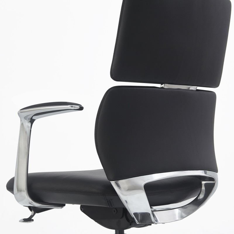 Silla de Oficina DOLMEN en Piel Natural color Negro