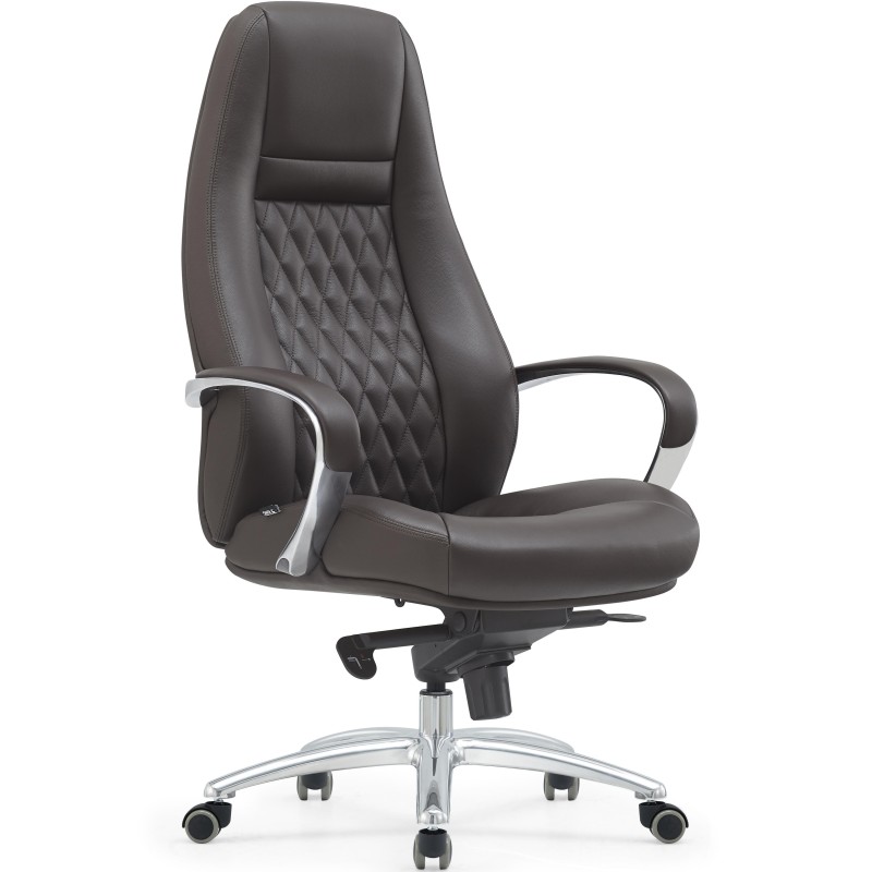 Sillón TINDAYA, diseño ergonómico homologado 8 horas y tapizado en piel natural color negro