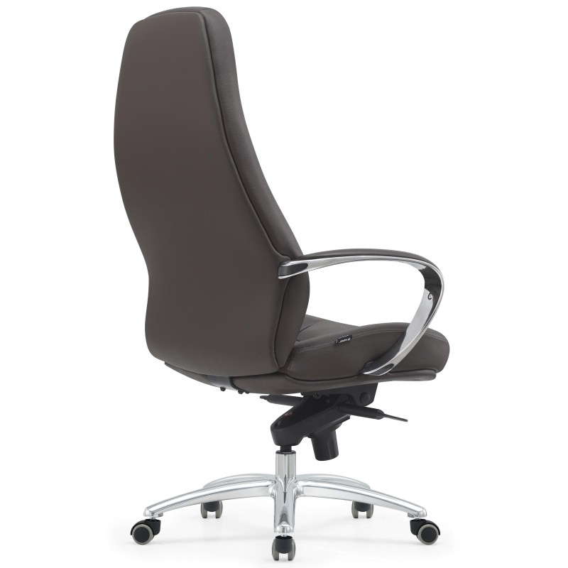 Sillón TINDAYA, diseño ergonómico homologado 8 horas y tapizado en piel natural color negro