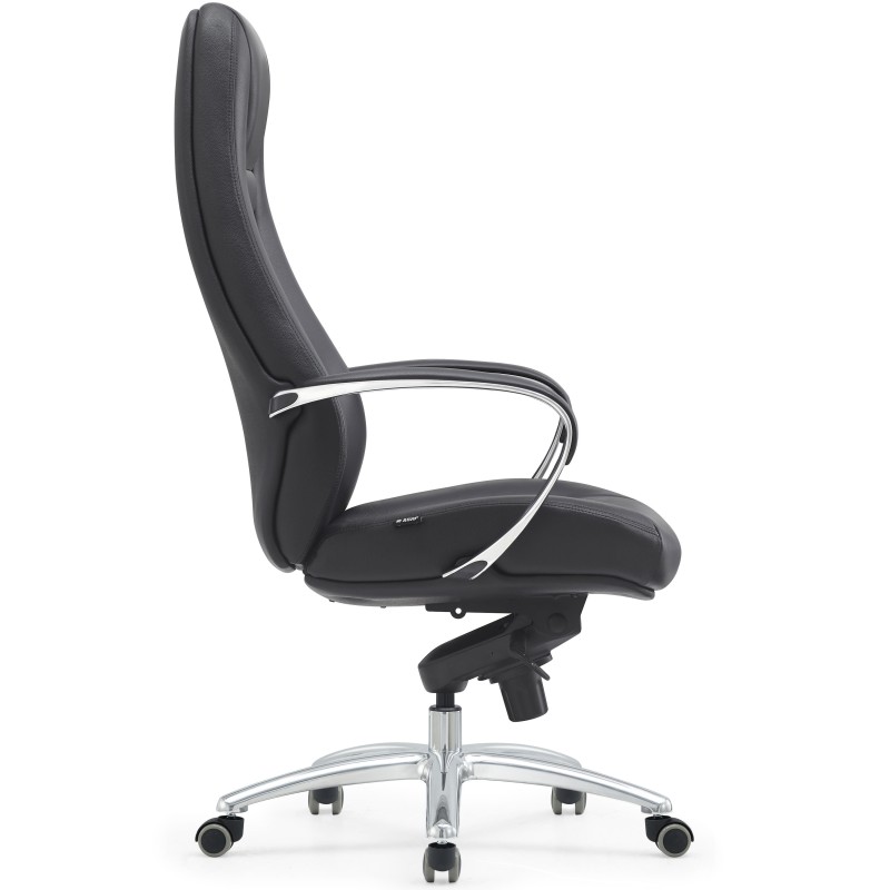 Sillón TINDAYA, diseño ergonómico homologado 8 horas y tapizado en piel natural color negro