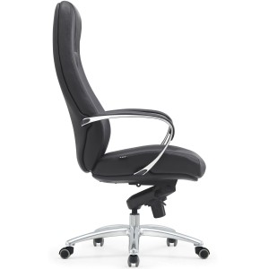 Sillón TINDAYA, diseño ergonómico homologado 8 horas y tapizado en piel natural color negro