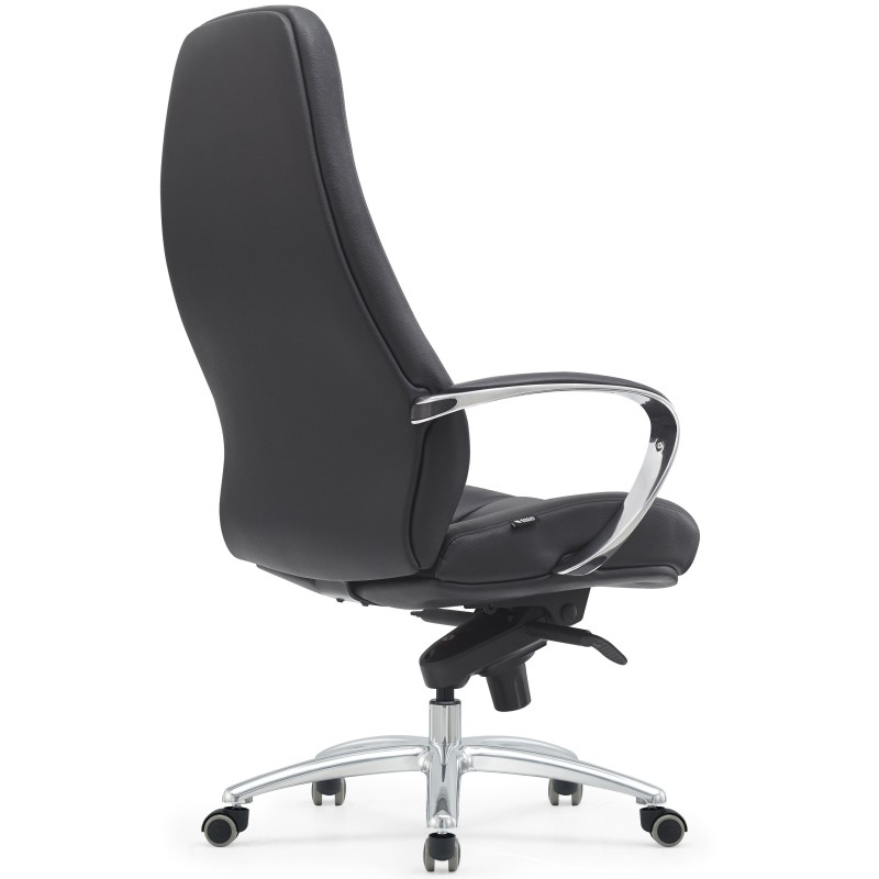 Sillón TINDAYA, diseño ergonómico homologado 8 horas y tapizado en piel natural color negro