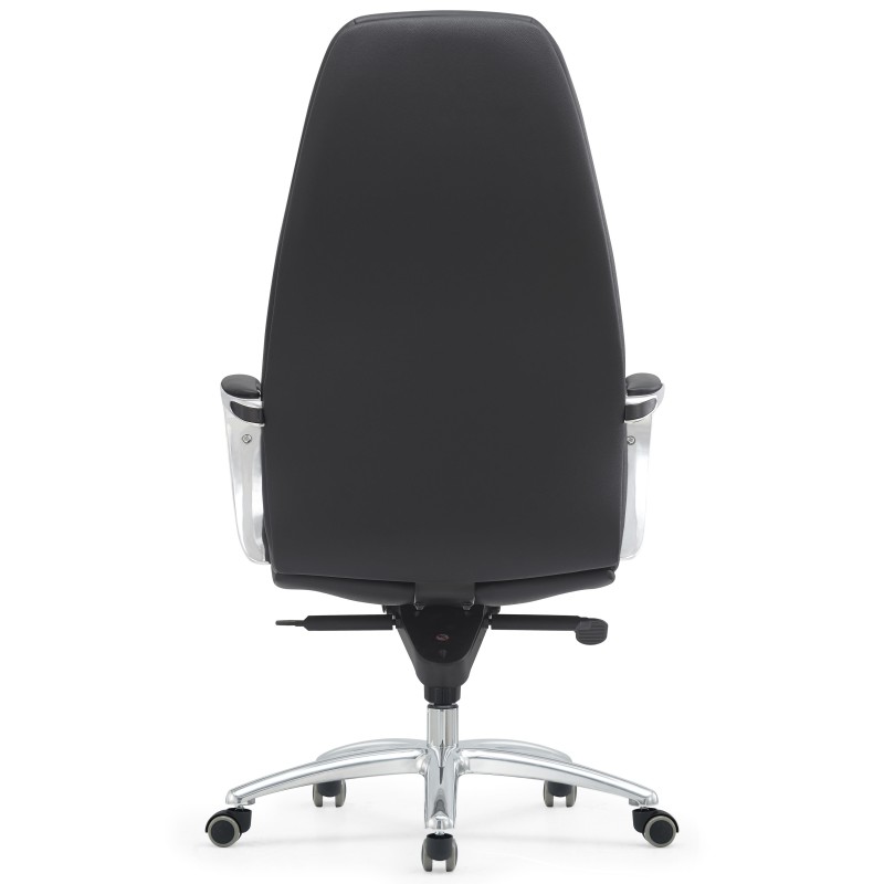Sillón TINDAYA, diseño ergonómico homologado 8 horas y tapizado en piel natural color negro