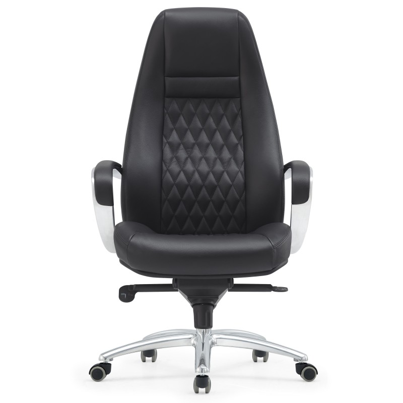 Sillón TINDAYA, diseño ergonómico homologado 8 horas y tapizado en piel natural color negro