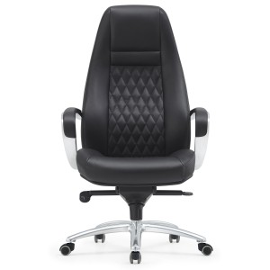 Sillón TINDAYA, diseño ergonómico homologado 8 horas y tapizado en piel natural color negro