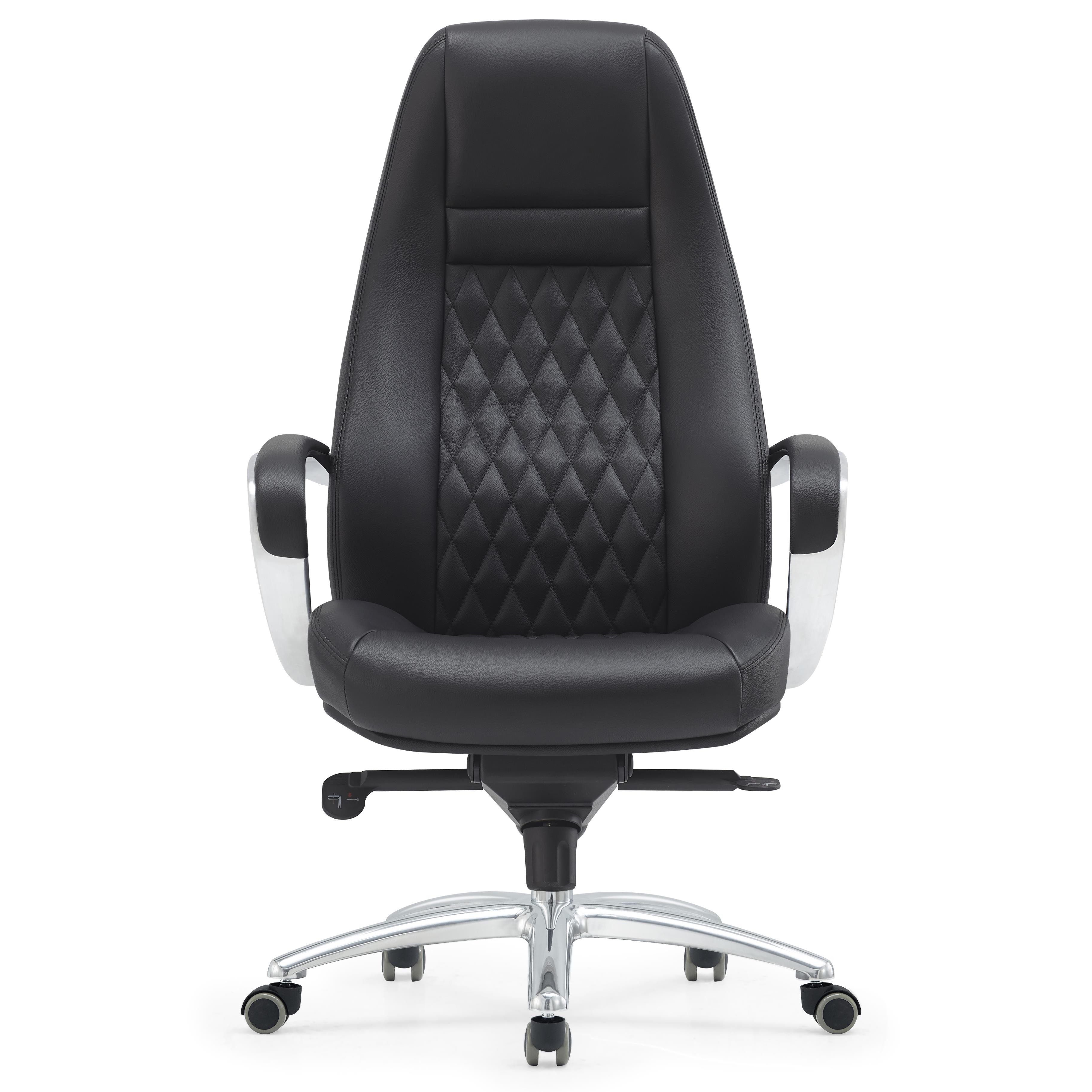 Sillón Ergonómico TINDAYA, Diseño Exclusivo, Tapizado en Piel Genuina color Negro