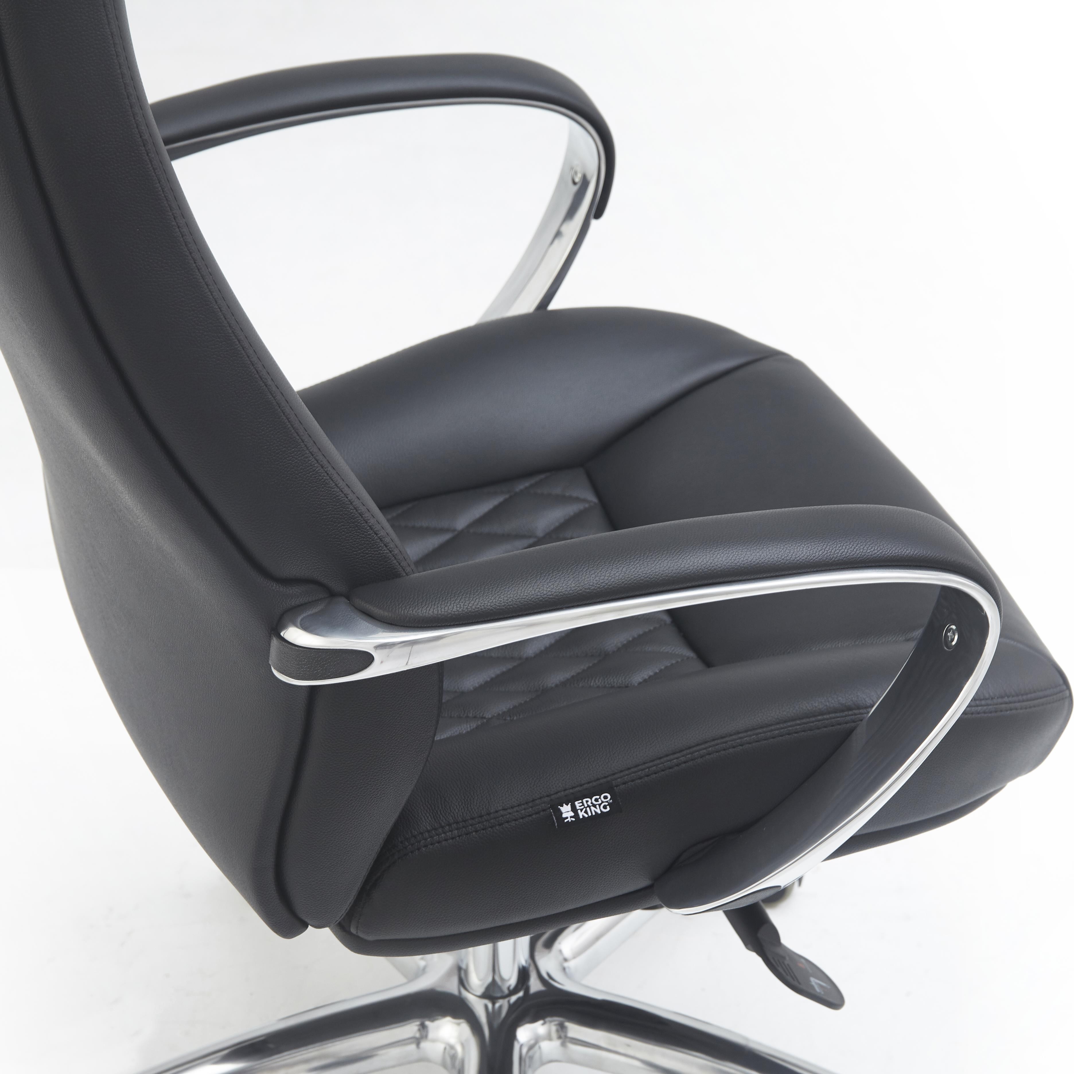 Sillón Ergonómico TINDAYA, Diseño Exclusivo, Tapizado en Piel Genuina color Negro