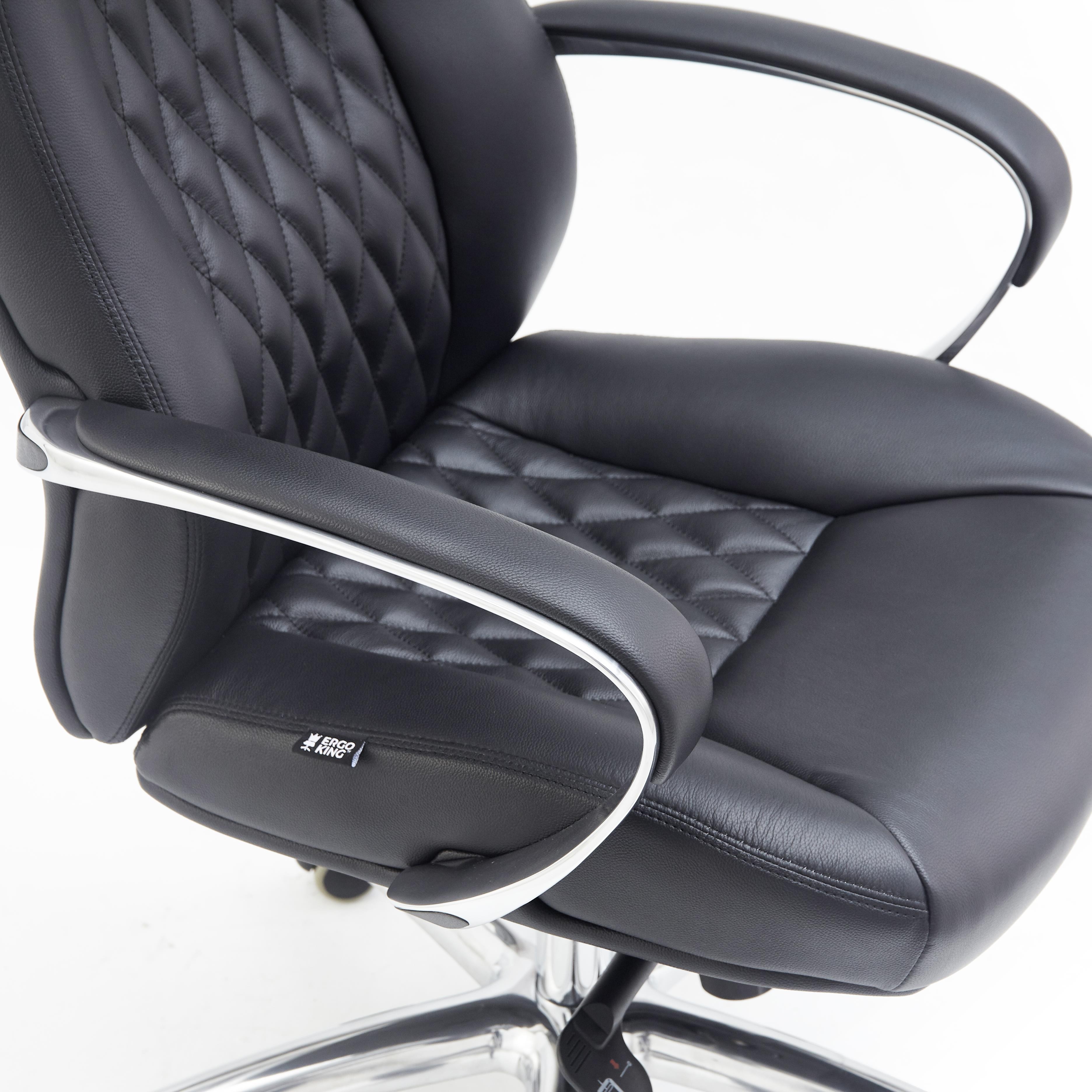 Sillón Ergonómico TINDAYA, Diseño Exclusivo, Tapizado en Piel Genuina color Negro