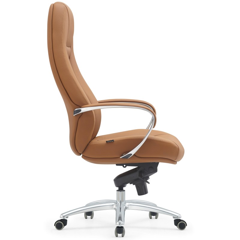 Sillón TINDAYA, diseño ergonómico homologado 8 horas y tapizado en piel natural color negro