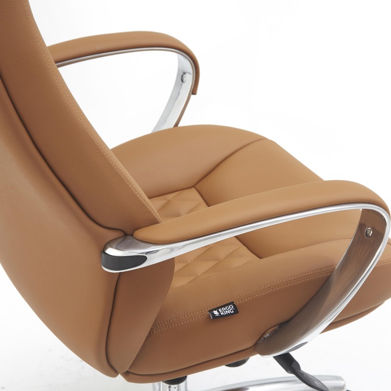 Sillón TINDAYA, diseño ergonómico homologado 8 horas y tapizado en piel natural color negro