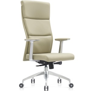 Sillón de oficina MONZA, exclusivo diseño innovador, en piel real color crema