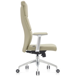 Sillón de oficina MONZA, exclusivo diseño innovador, en piel real color crema 2