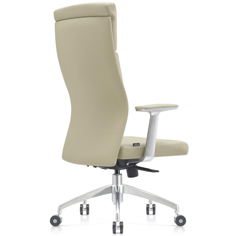 Sillón de oficina MONZA, exclusivo diseño innovador, en piel real color crema