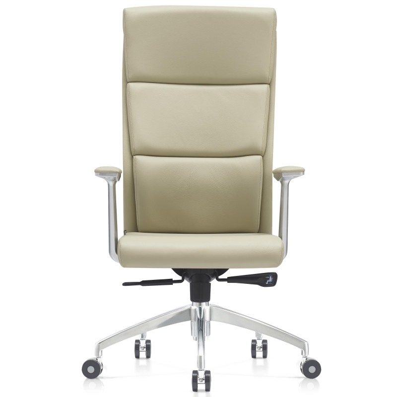 Sillón de oficina MONZA, exclusivo diseño innovador, en piel real color crema