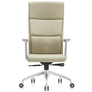 Sillón de oficina MONZA, exclusivo diseño innovador, en piel real color crema