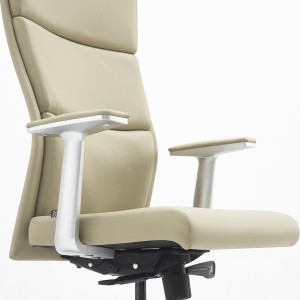 Sillón de oficina MONZA, exclusivo diseño innovador, en piel real color crema