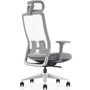 Silla ergonómica EVORA, reposacabezas, detalles en aluminio, en malla color negro