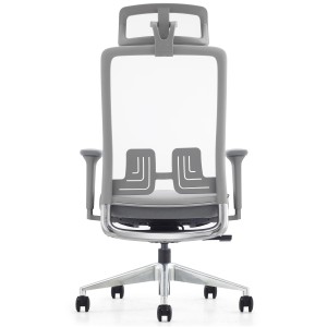 Silla ergonómica EVORA, reposacabezas, detalles en aluminio, en malla color negro